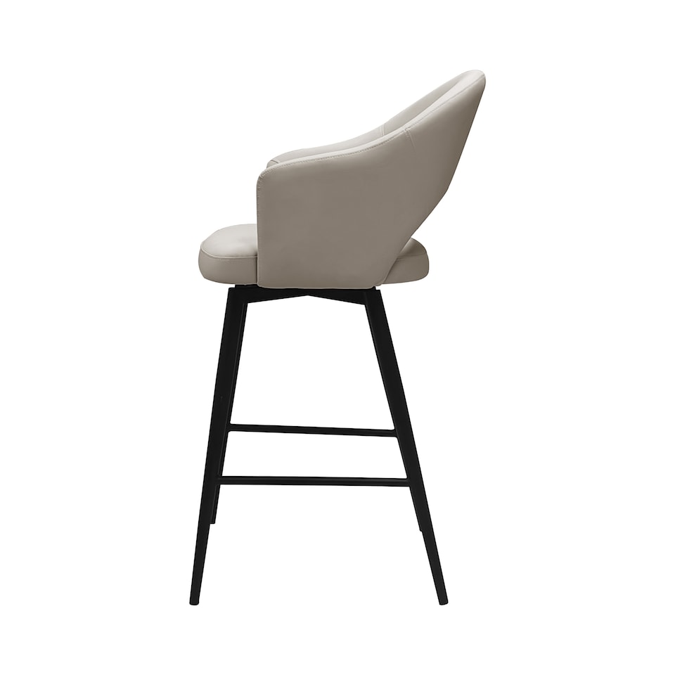 image 1 of Bentley Designs - Sterling 180° Return Swivel Barstool With Black Sand Powder Coated Legs - Ivory Faux Leather (Single)