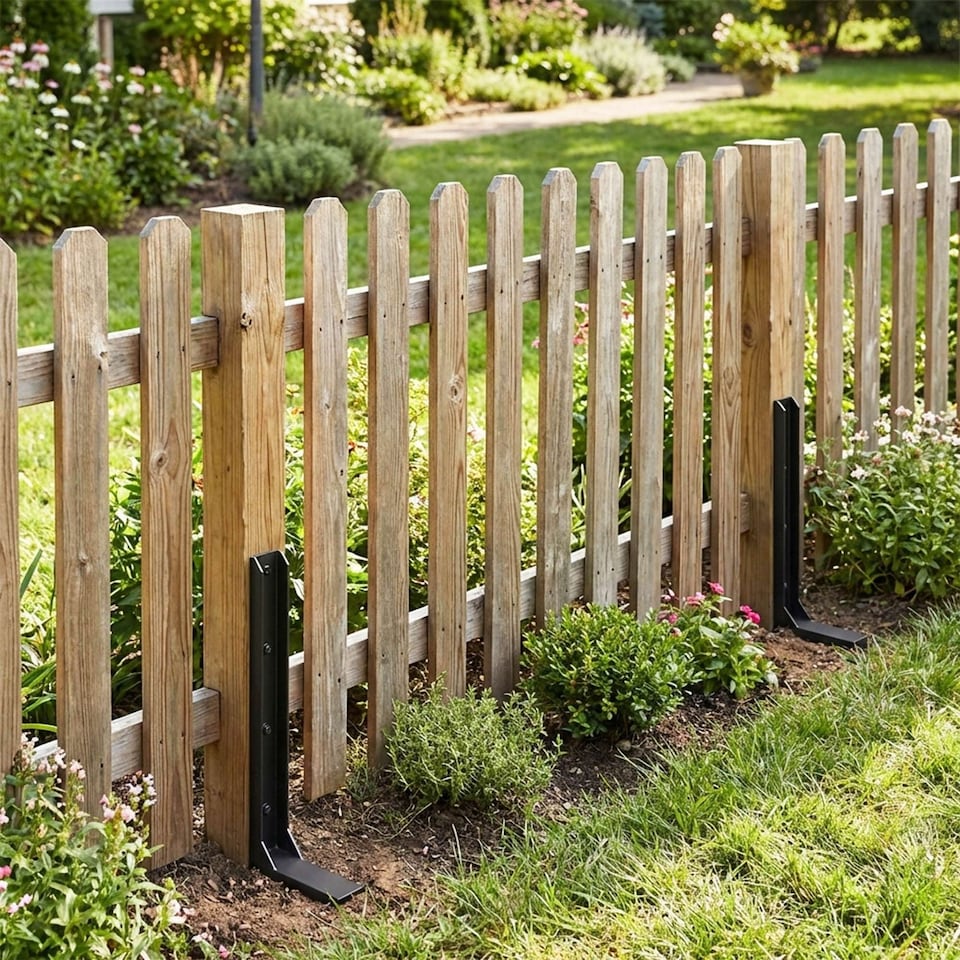 image 1 of Metal Fence Post Support and Repair Spikes | Black