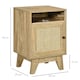 image 5 of HOMCOM Bedside Table Nightstand with Storage Shelf and Door Cupboard, Side End Table with  Rattan Element for Living Room, Bedroom, Natural