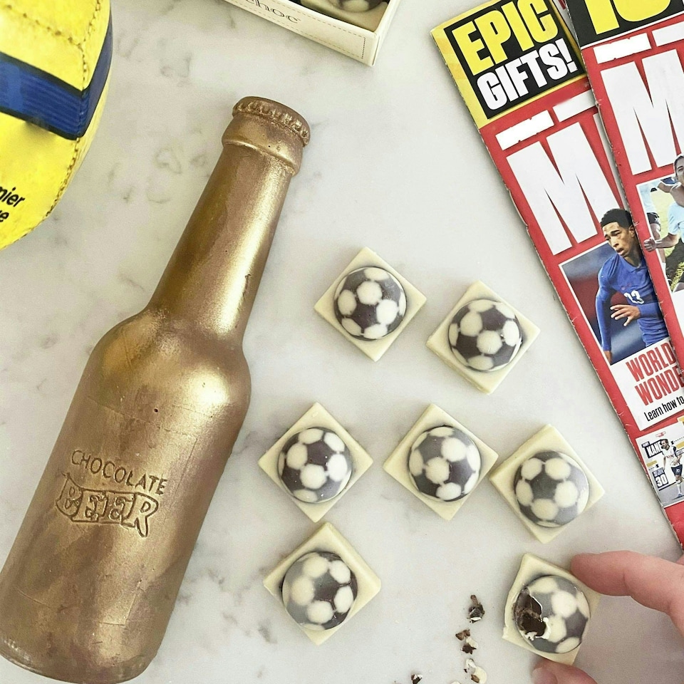 image 1 of Chocolate Beer Bottle And Footballs
