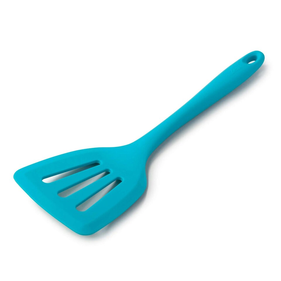 image 1 of Zeal Silicone Flexible Slotted Kitchen Turner, 30cm, Aqua Blue