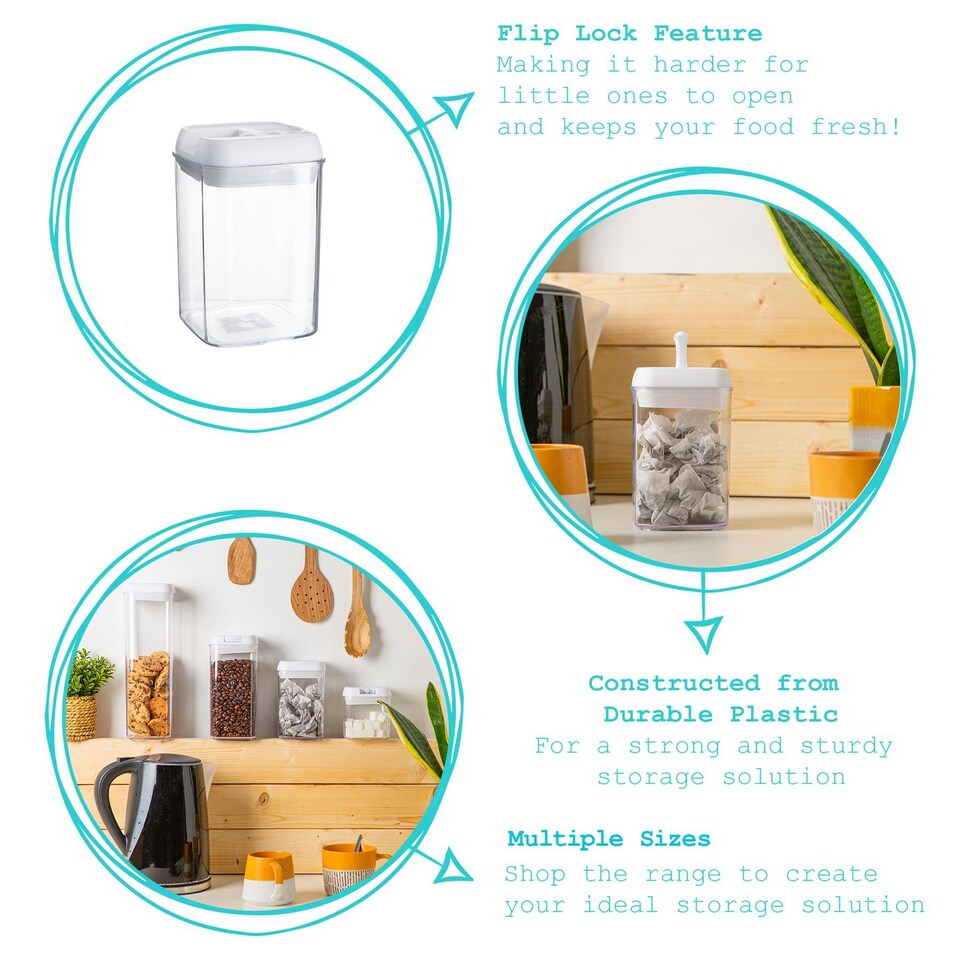 image 1 of Argon Tableware Flip Lock Plastic Food Storage Containers - 800ml - White - Pack of 3