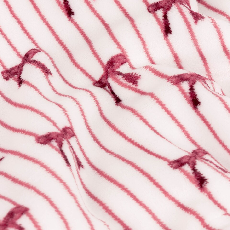 image 1 of Furn Noortje Bows Sherpa Fleece Throw | Pink | Silk Pink | 1