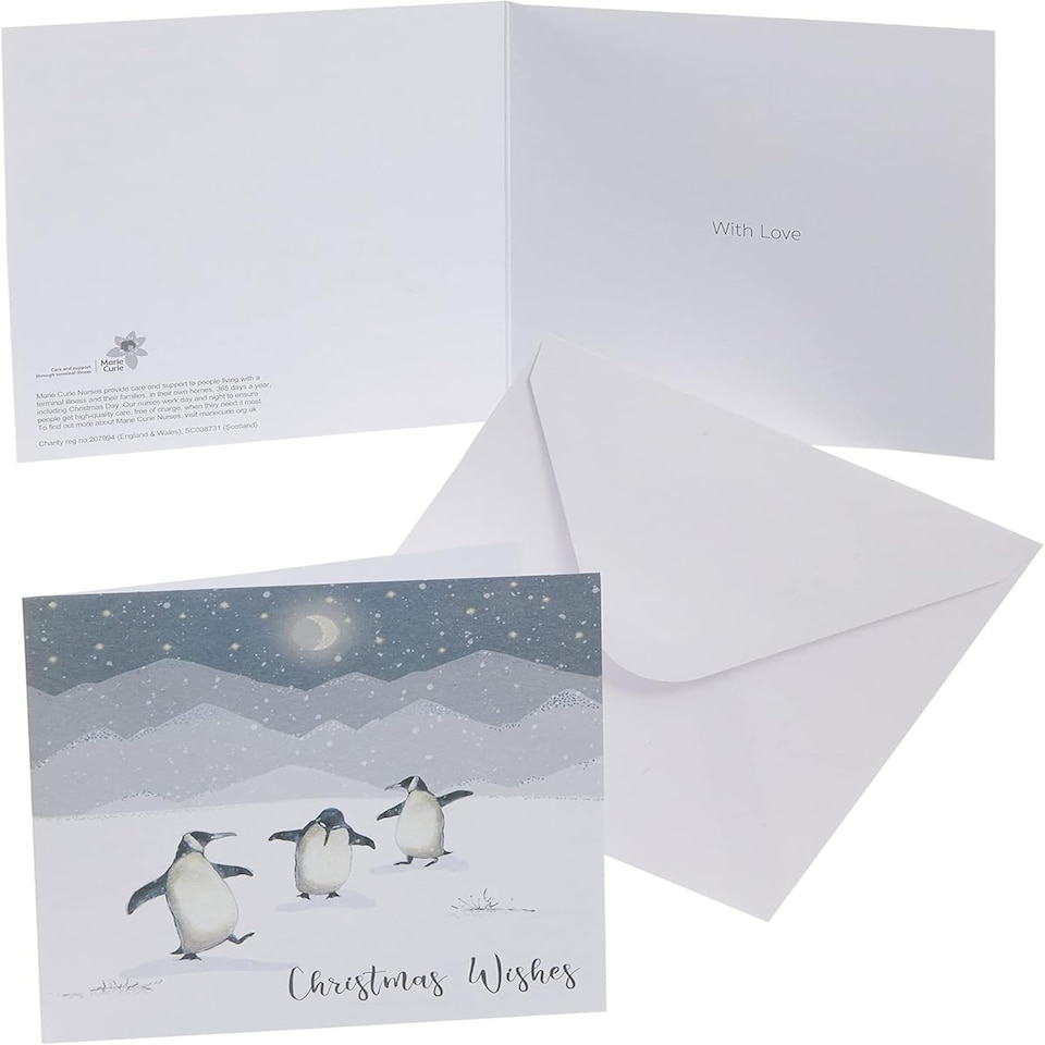 image 1 of Pack of 8 Dancing Penguins Marie Curie Charity Christmas Cards