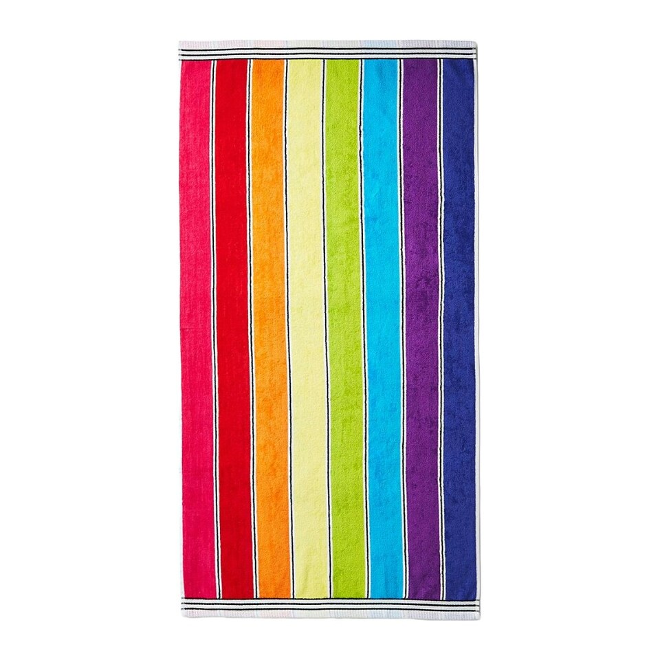 image 1 of Nautical Striped Beach Towel 70 x 140cm - 100% Cotton Multi | Rainbow Stripe | One size