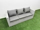image 4 of Fimous 8 PCs Rising Dining Table Set Rattan Furniture Set with 3 Seater Sofa Chair 2 Small Footstools 2 Side Tables Light Grey