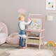 image 2 of AIYAPLAY Art Easel for Kids with Paper Roll, 3 in 1 Kids Easel Double-Sided Magnetic Whiteboard and Chalkboard with Storage Baskets, for Children 3-6 Years | Pink | Pink