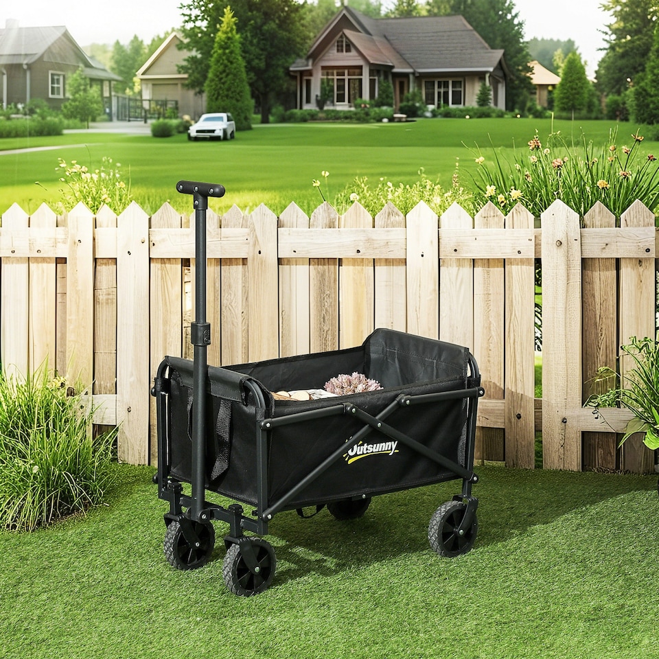 image 1 of Outsunny 41L Festival Trolley, 60kg Heavy Duty Folding Trolley Cart, Black