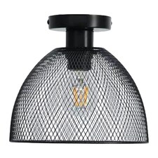 First Choice Lighting Cassidy Medium Black Mesh Ceiling Flush Light Black