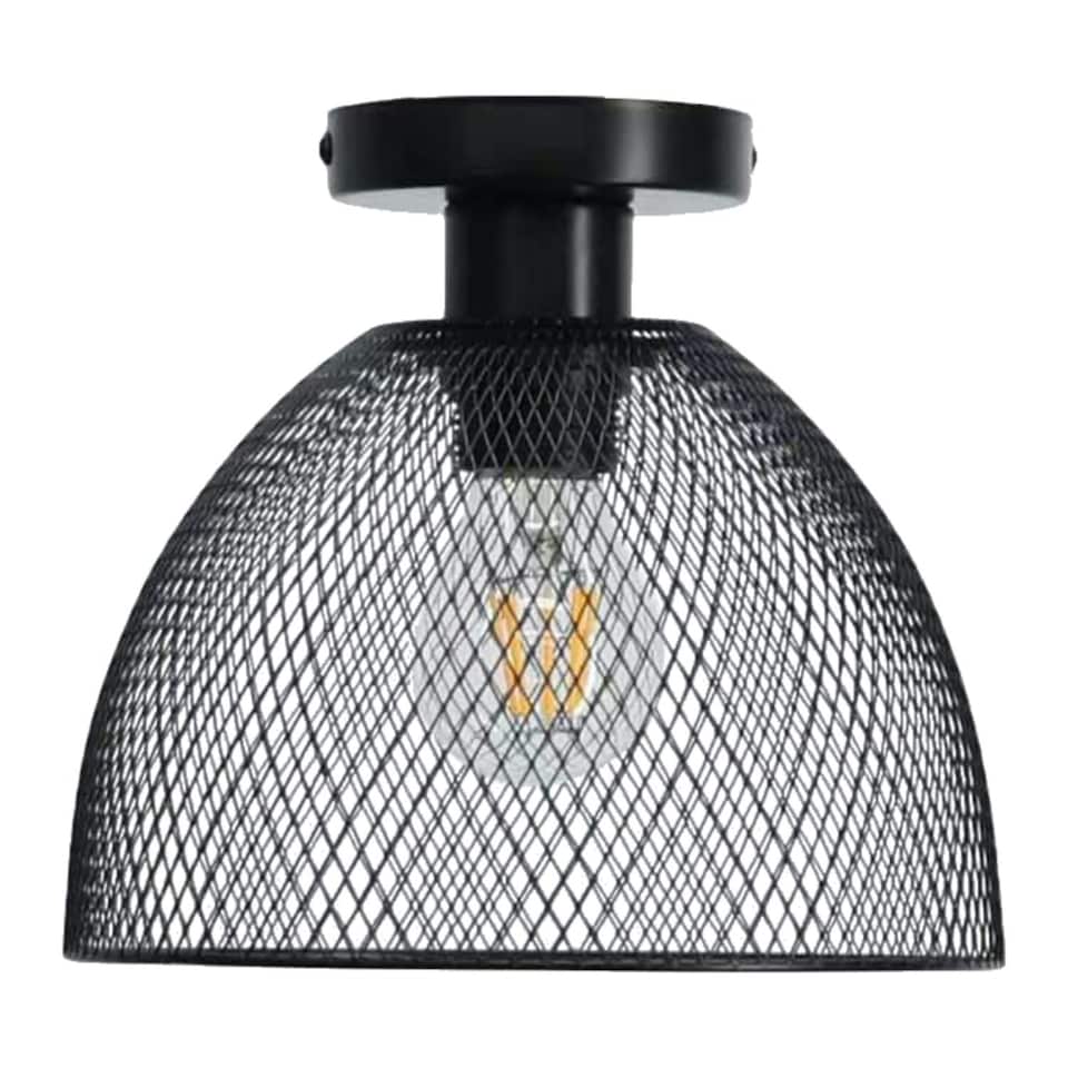 image 1 of First Choice Lighting Cassidy Medium Black Mesh Ceiling Flush Light Black