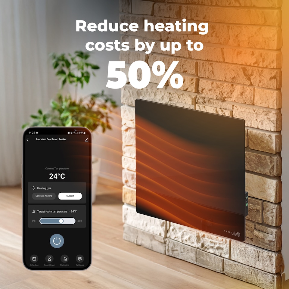 image 1 of AENO Premium Smart Quadro Wall Heater Black