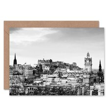 Edinburgh Castle B&W City View Scottish Scotland Card