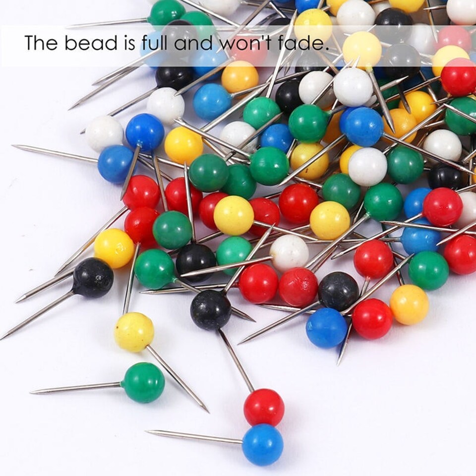 image 1 of Tub of 300 Assorted Colour Map Pins 5mm