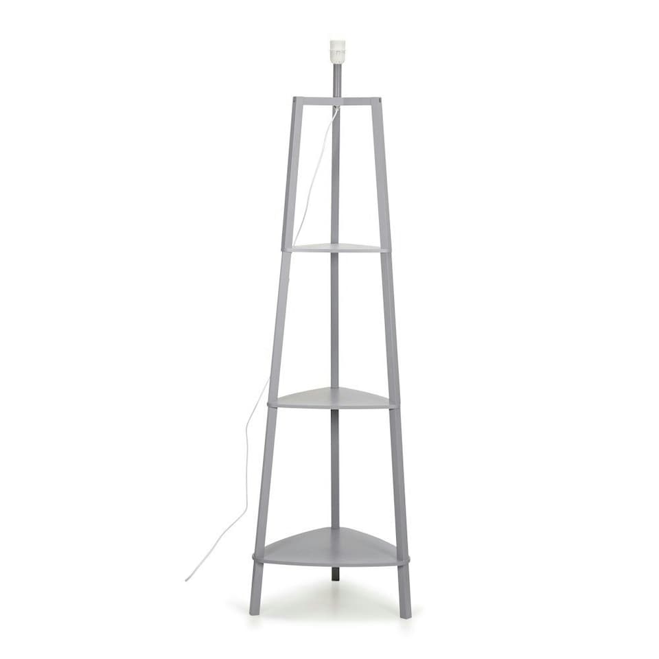 image 1 of ValueLights Hiru Painted Tripod Shelved Grey Floor Lamp Base Grey