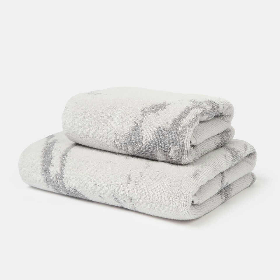 image 1 of OHS 2 Pack Luxury 100% Cotton Marble Jacquard Absorbent Quick Drying Bath Towel Grey | Bath towel
