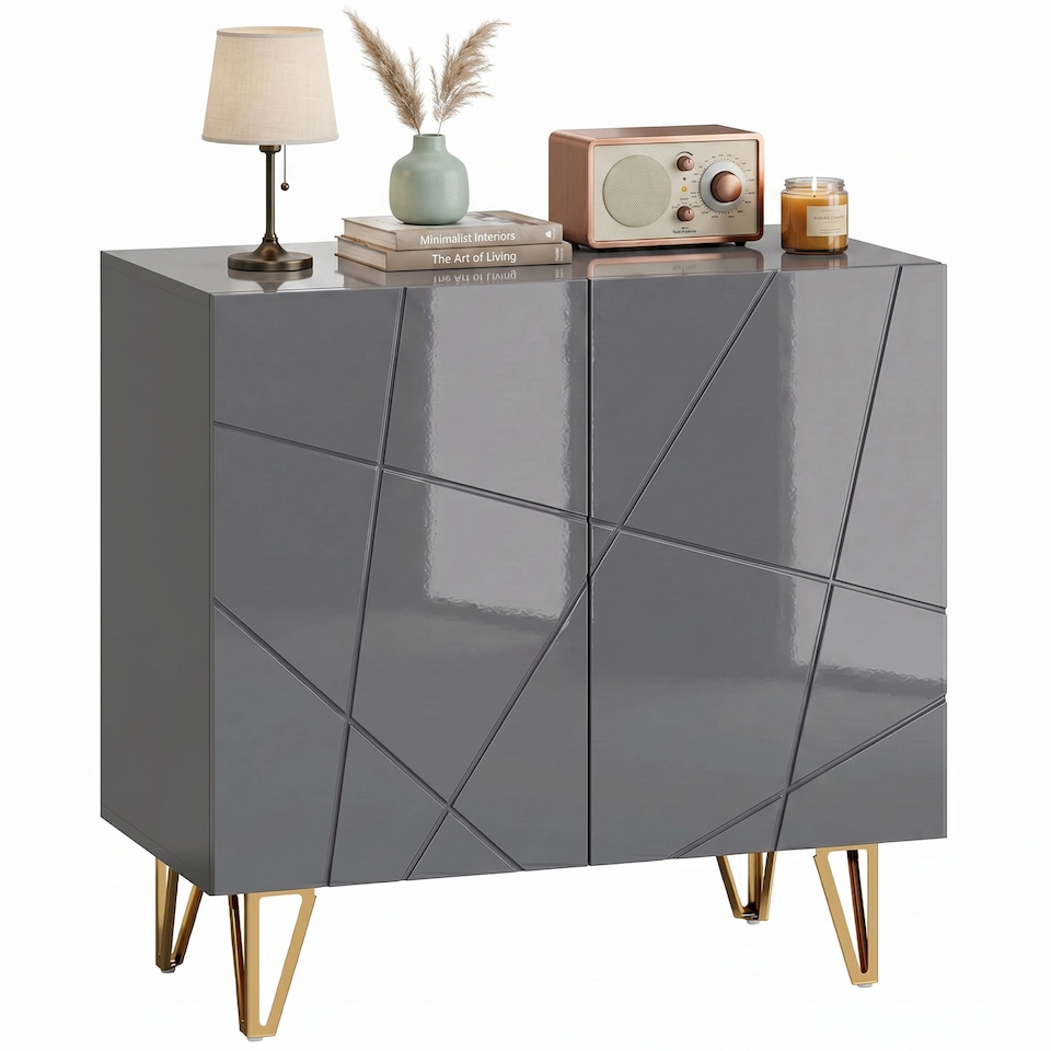 image 1 of HOMCOM Storage Cabinet, Sideboard with Adjustable Shelf, Grey
