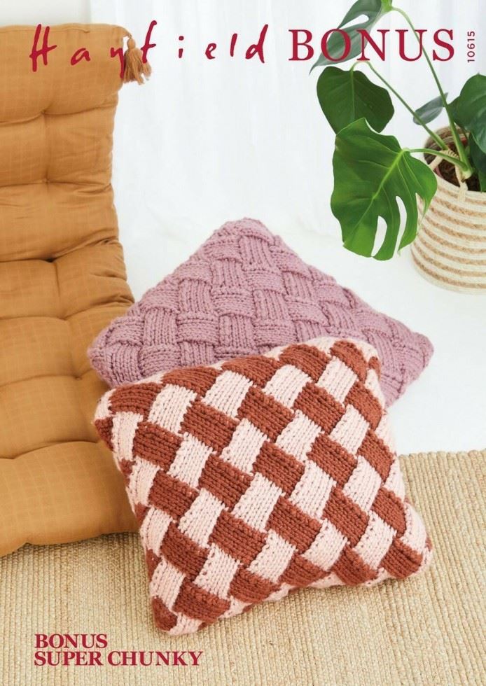 Hayfield Bonus Super Chunky Knitting Pattern 10615, Cushions - One Size - Advanced