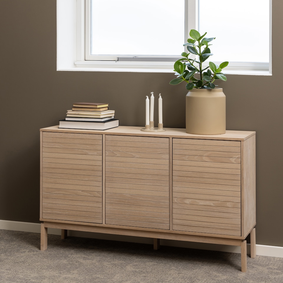 image 1 of Linley 3 Door Sideboard in White Oak