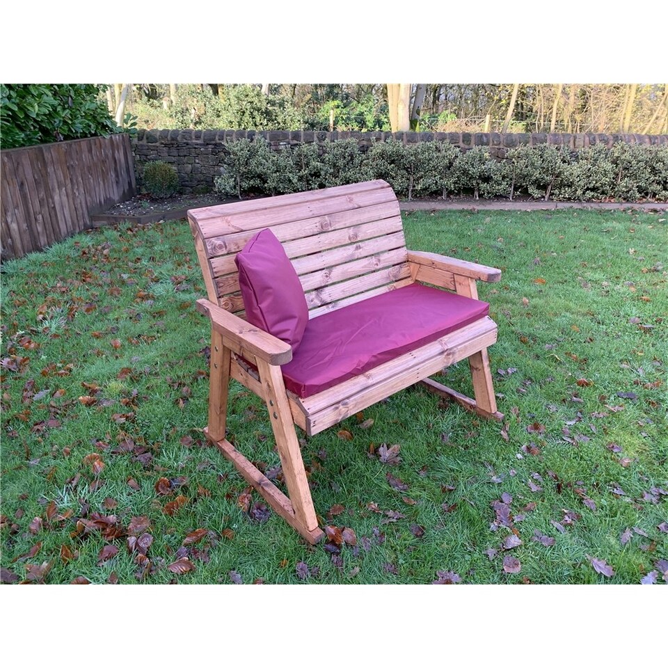 image 1 of Deluxe Rocker Bench With 1 x Bench Cushion Burgundy, 1 x Scatter Cushion Burgundy, 1 x Standard Cover