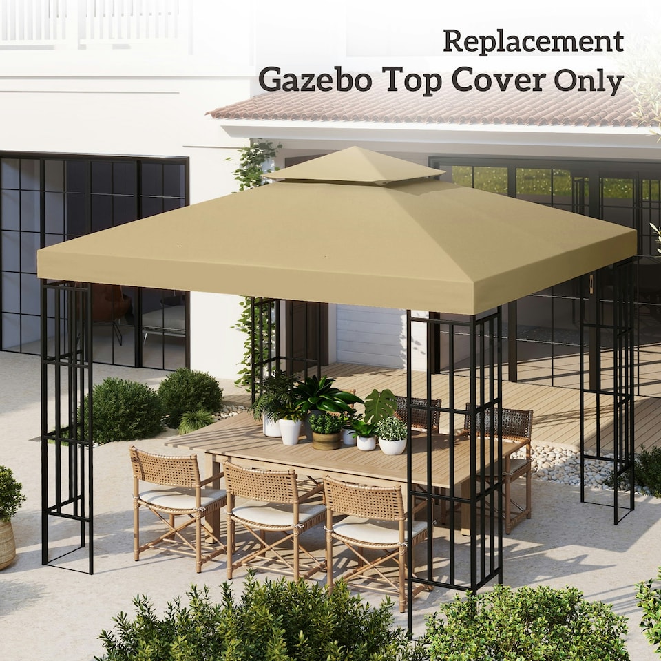 image 1 of Outsunny 3m 2 Tier Garden Gazebo Top Cover Replacement Canopy Roof