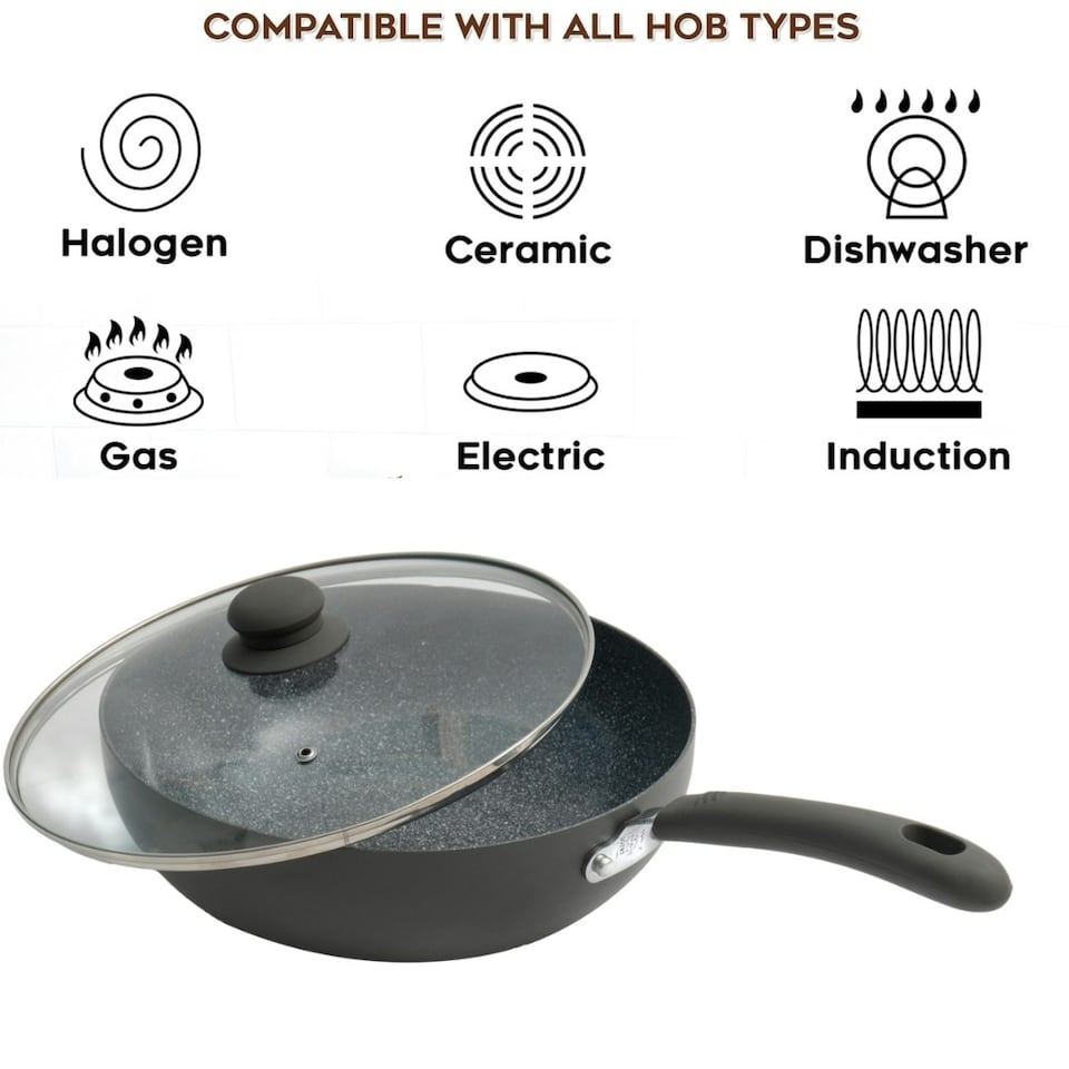 image 1 of Durastone Grey Wok with lid