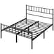 image 2 of Yaheetech 4ft6 Double Metal Bed Frame with Slatted Headboard Black