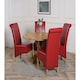 image 3 of Oregon Round Oak Dining Table and 4 Montana Leather Chairs | Red | Red | 1