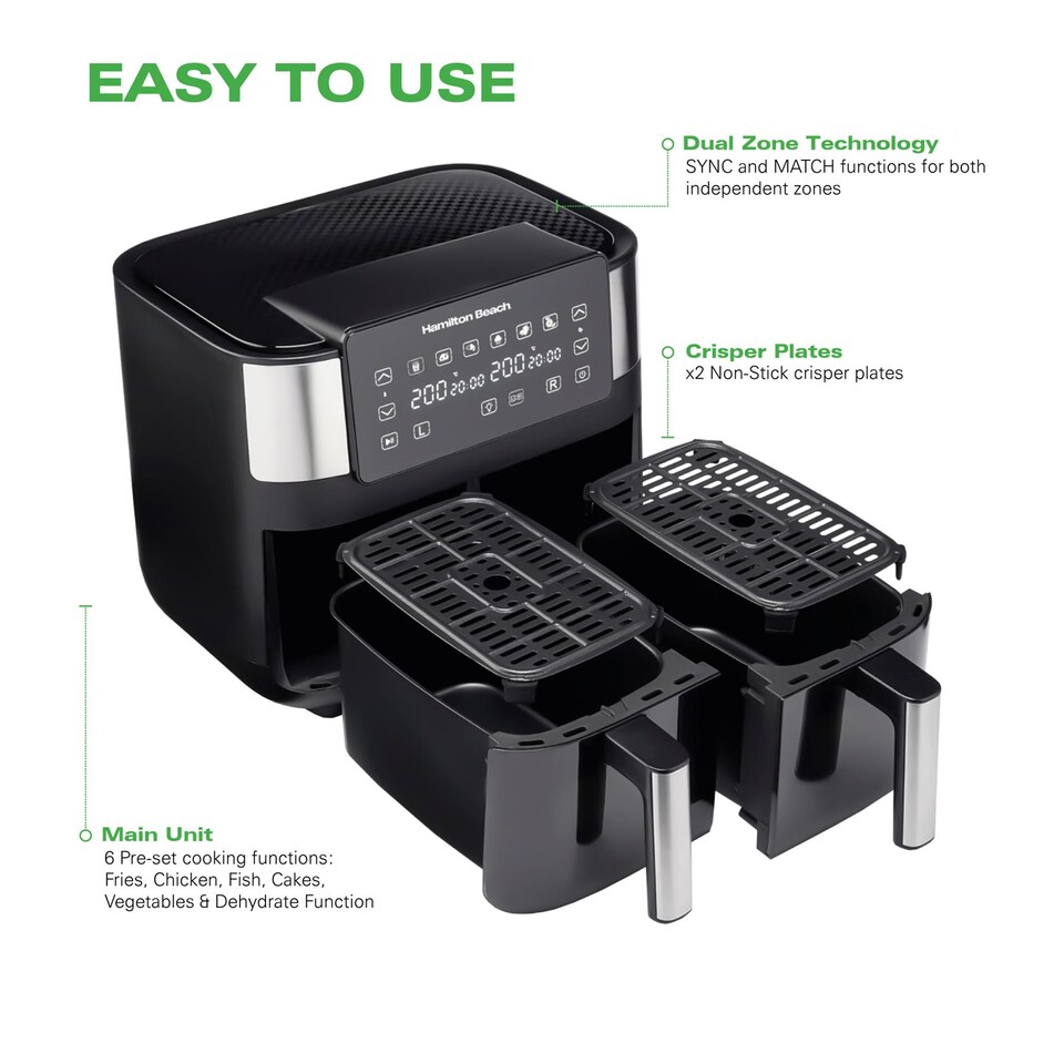 image 1 of Hamilton Beach HealthyCook 8L Dual Air Fryer