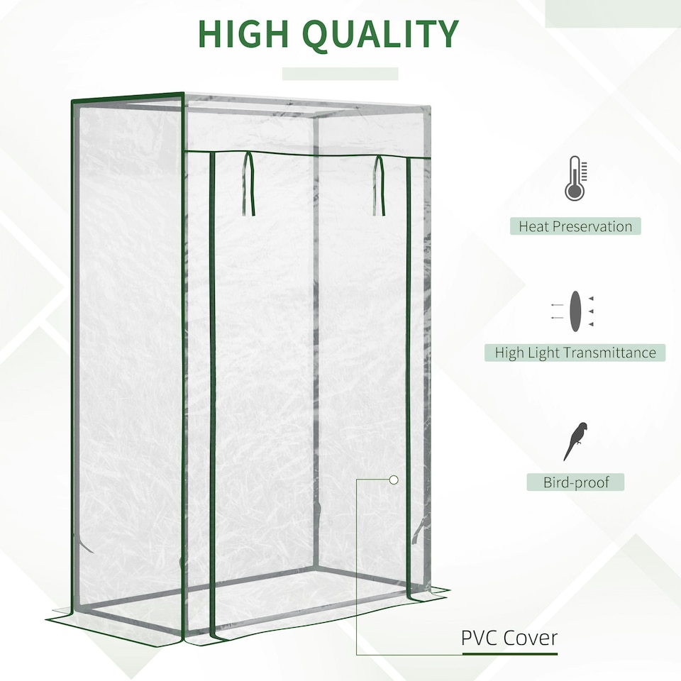 image 1 of Outsunny 100 x 50 x 150cm Greenhouse w/ Zipper Roll-up Door Outdoor