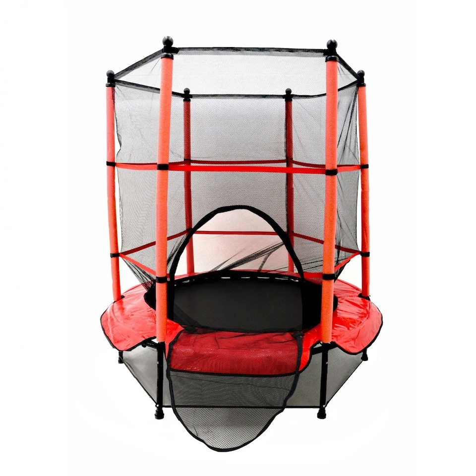 image 1 of 55" Kids Trampoline with Safety Net and Red Cover Garden Outdoor