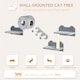 image 3 of PawHut 4PCs Wall Mounted Cat Tree, Cat Wall Furniture with Platforms, Steps, Scratching Post, Perch, Kitty House for Indoor Kittens - Grey