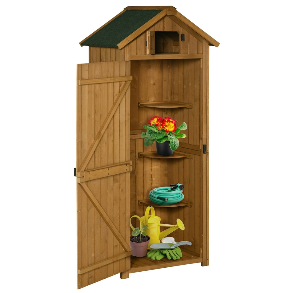 image 1 of Outsunny Wooden Garden Storage Shed Tool Storage Box, 77 x 54 x 179 cm