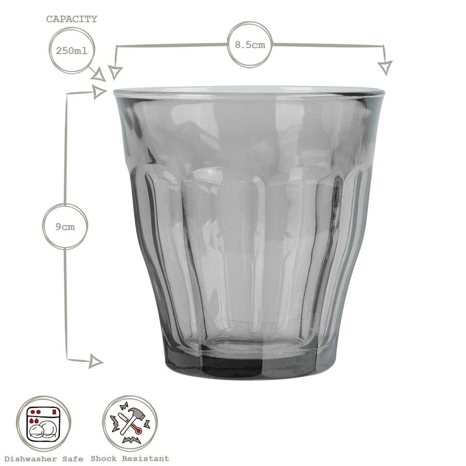 image 1 of Duralex 12pc Picardie Highball Glasses & Tumblers Set - Grey Grey