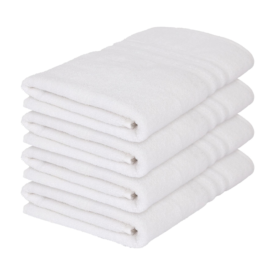 image 1 of Nicola Spring Cotton Bath Towels - 135cm x 70cm - White - Pack of 4
