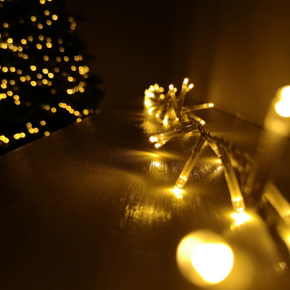 image 1 of 1000 LED 25m Premier TreeBrights Indoor Outdoor Christmas Multi Function Mains Operated String Lights with Timer & Clear Cable in Vintage Gold