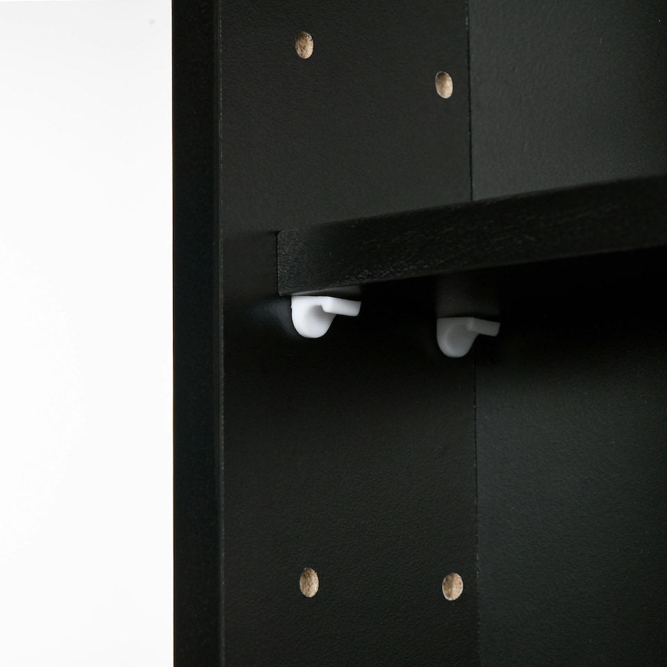 image 1 of HOMCOM 5-Tier Wall Display Shelf Unit Cabinet w/ Shelves Glass Doors Black