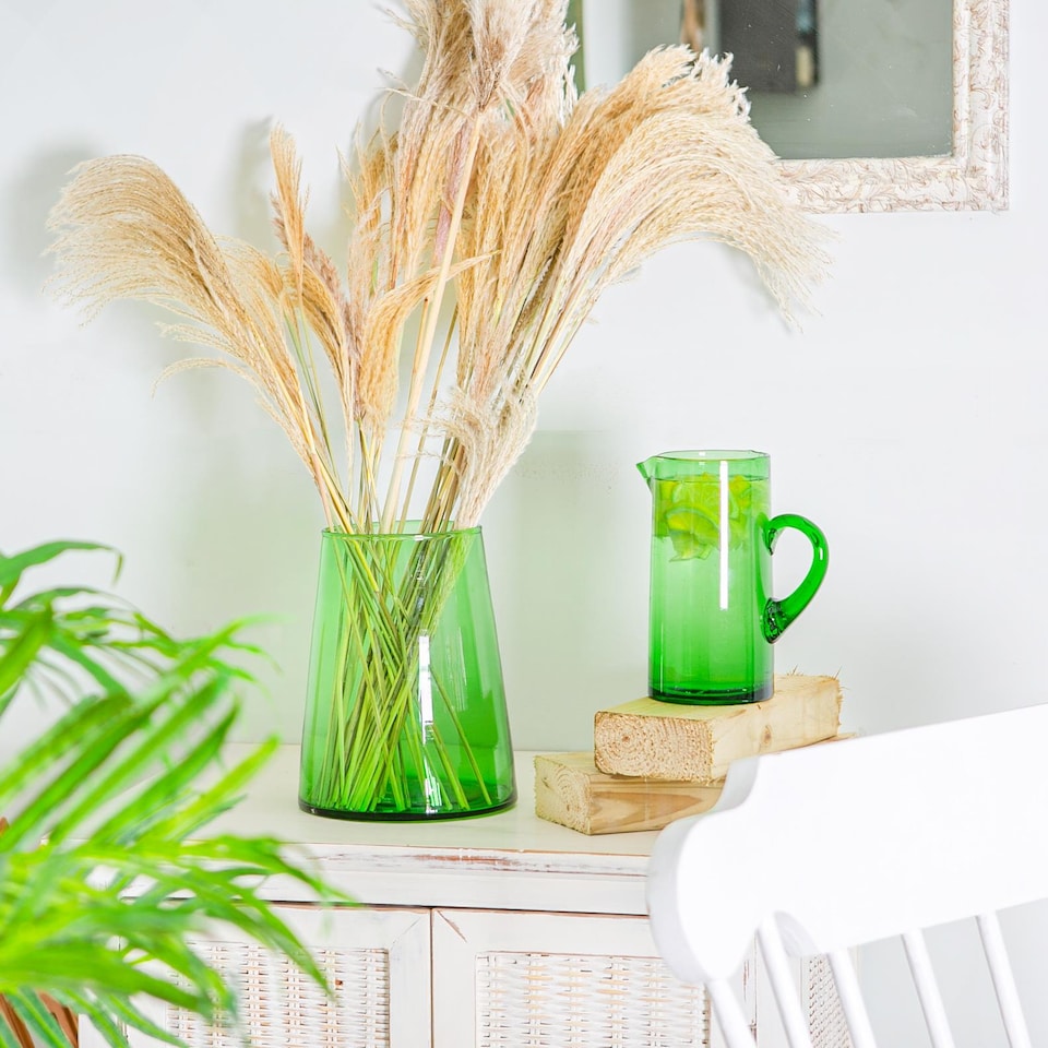 image 1 of Nicola Spring Jebel Recycled Glass Vase - 3.5 Litre - Green | Green | Green