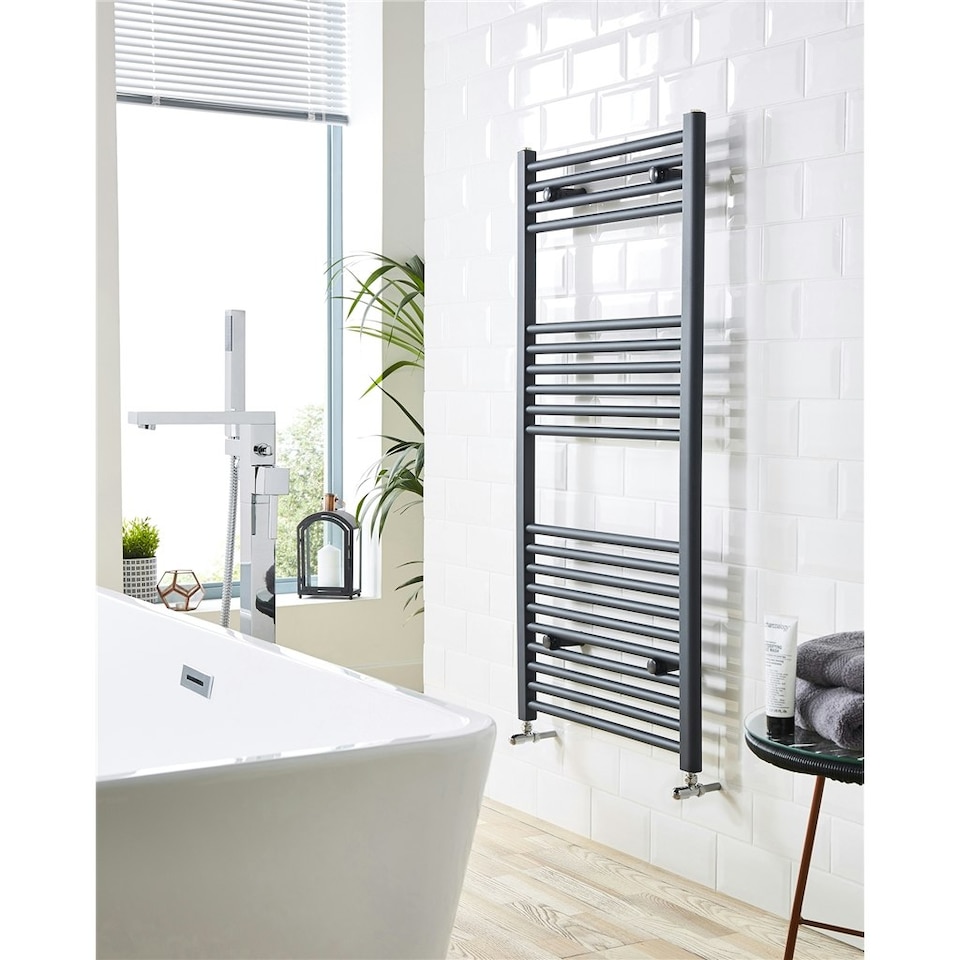 image 1 of 1000mm (H) x 400mm (W) - Vertical Anthracite -22mm - Bathroom Towel Rail- (Clifton Rail) -(1.0m x 0.4m)