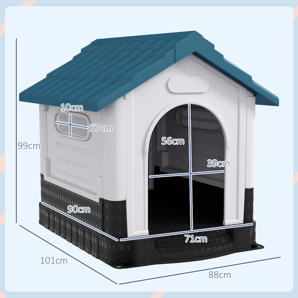 image 1 of PawHut Dog Kennel for Outside, for M and L Dogs, 101 x 88 x 99cm, Blue