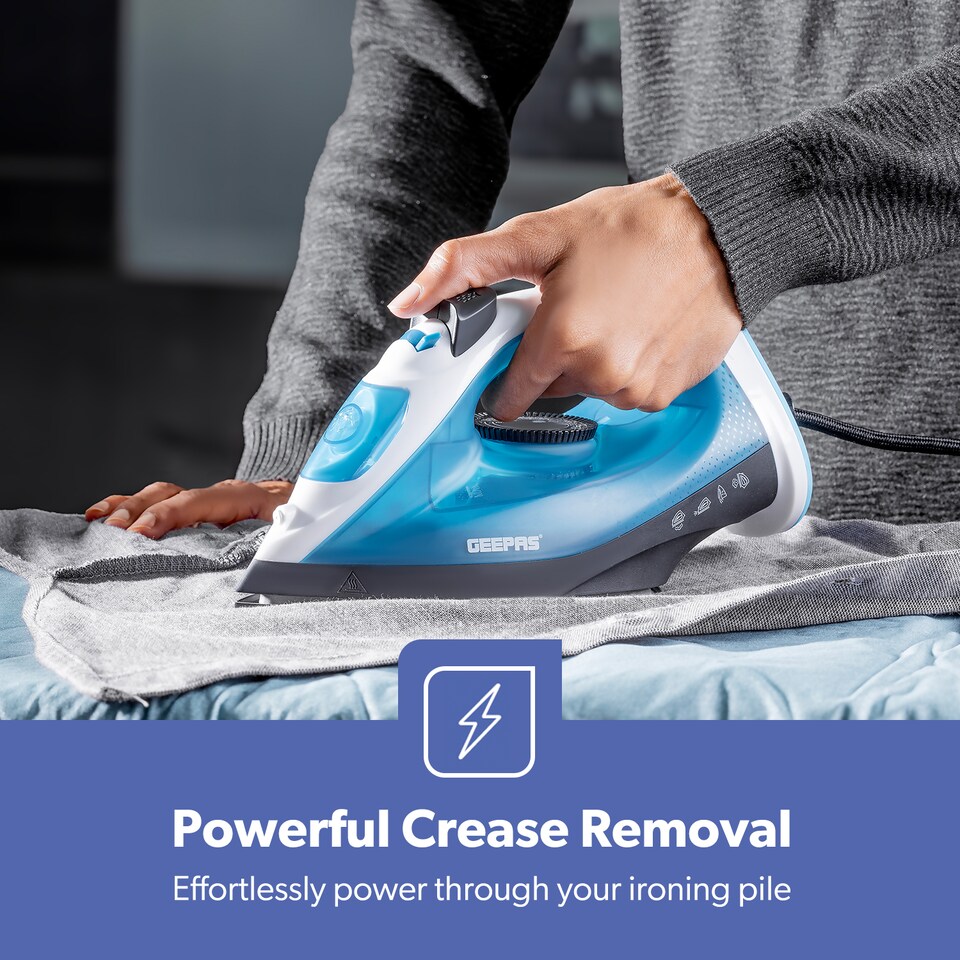 image 1 of GEEPAS Steam Iron With Non Stick Soleplate 1800W Blue