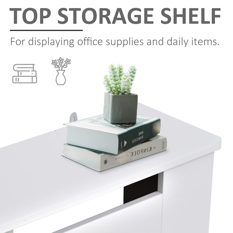 image 1 of HOMCOM Wooden Radiator Cover Heating Cabinet Modern Home Furniture Grill Style  White Painted (Small)