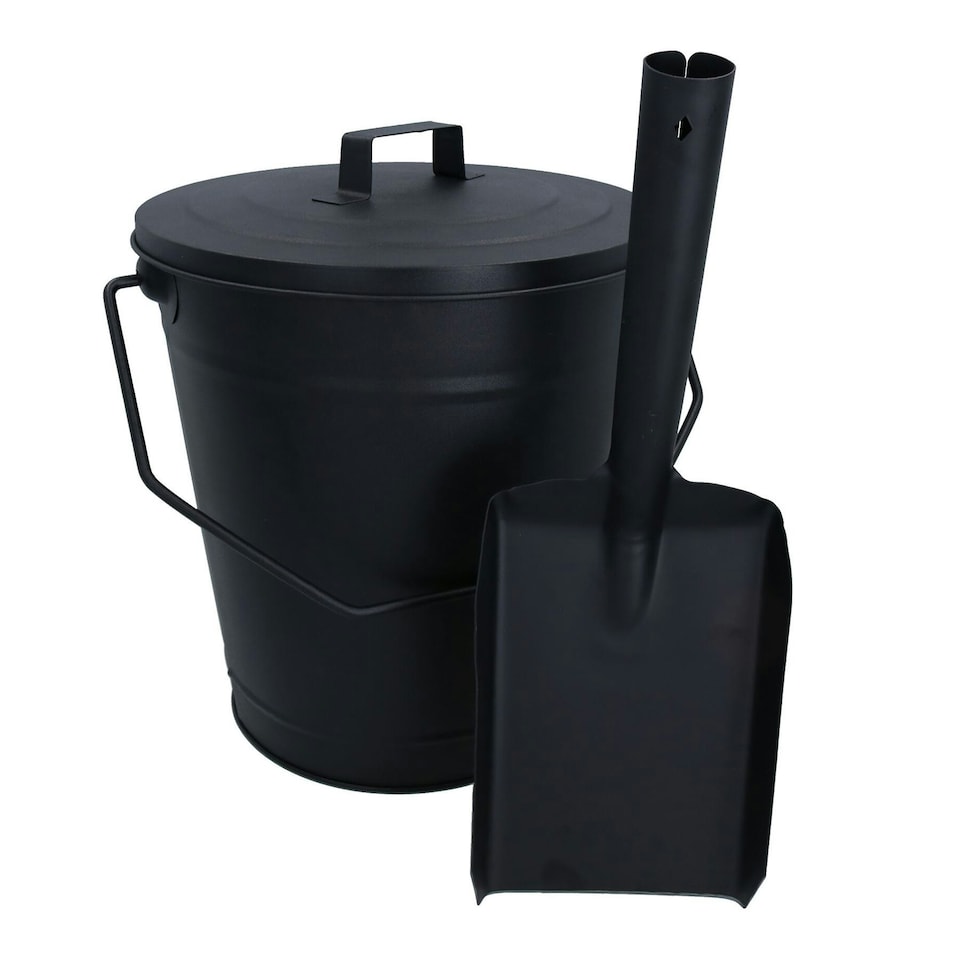 image 1 of Coal Bucket With Lid & 5" Shovel Metal Ash Tidy Bin Coal Carrier Fire Log Burner