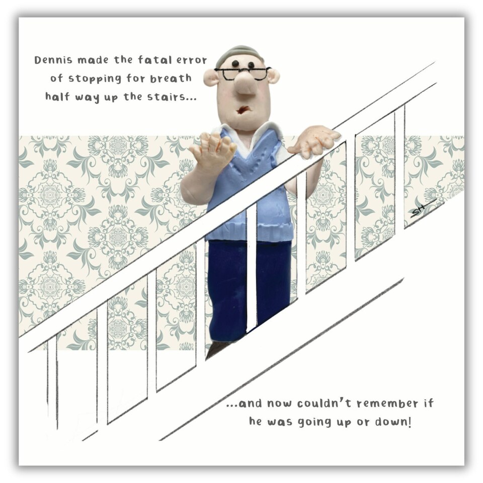 Model Family, Birthday Card for Male Friend, Greetings Card for Him "Dennis Made The Fatal Error"!, Multi-Coloured, 16.5 x 16.5 cms