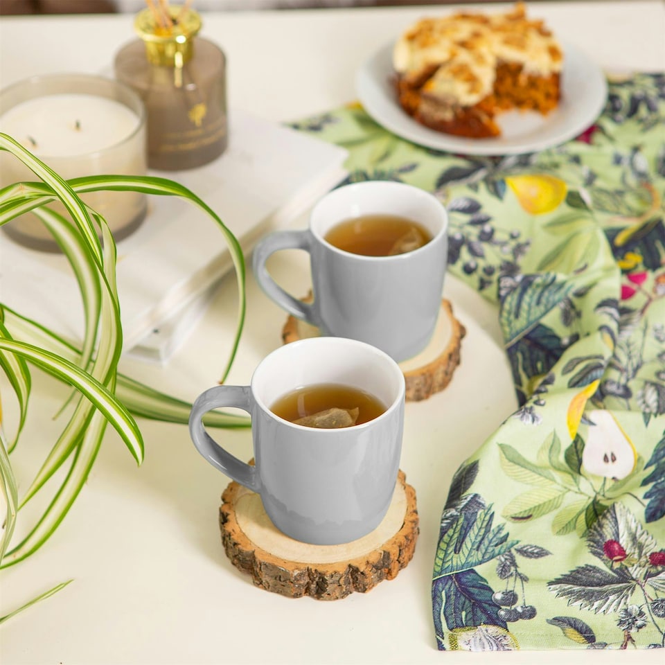image 1 of Argon Tableware 4x Coloured Coffee Mugs - Grey - 350ml - Tea Mug Latte Mug Cappuccino Mug Drinking Mug Grey