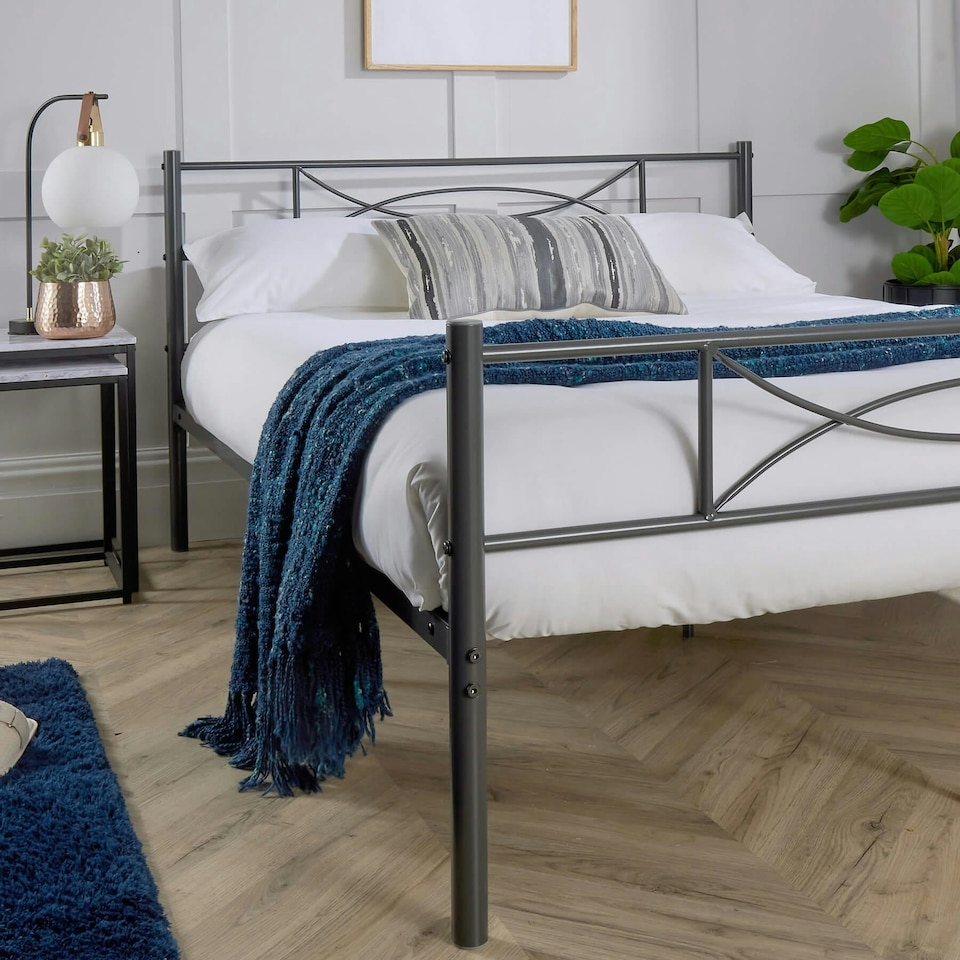 image 1 of Dark Grey Metal Frame 3ft Single Childrens Bed Kids Bedframe