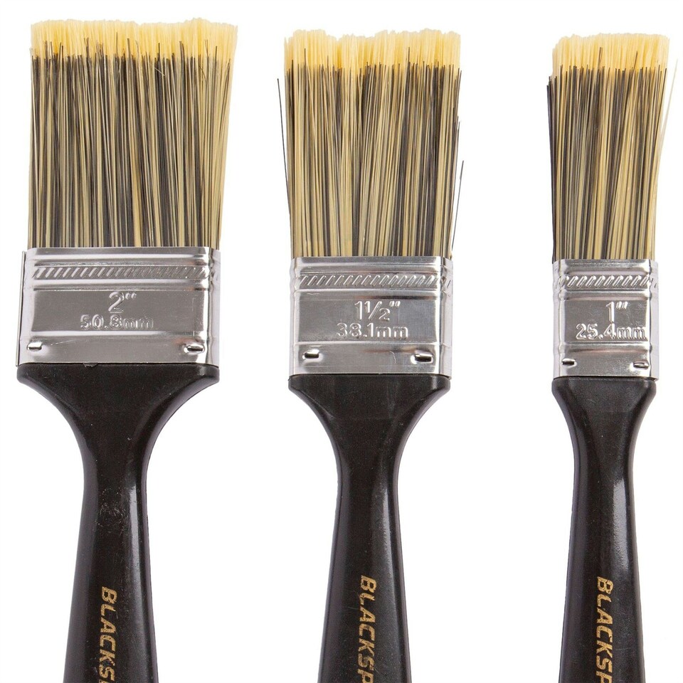 image 1 of Blackspur 3pc Plastic DIY Paint Brush Set - Black