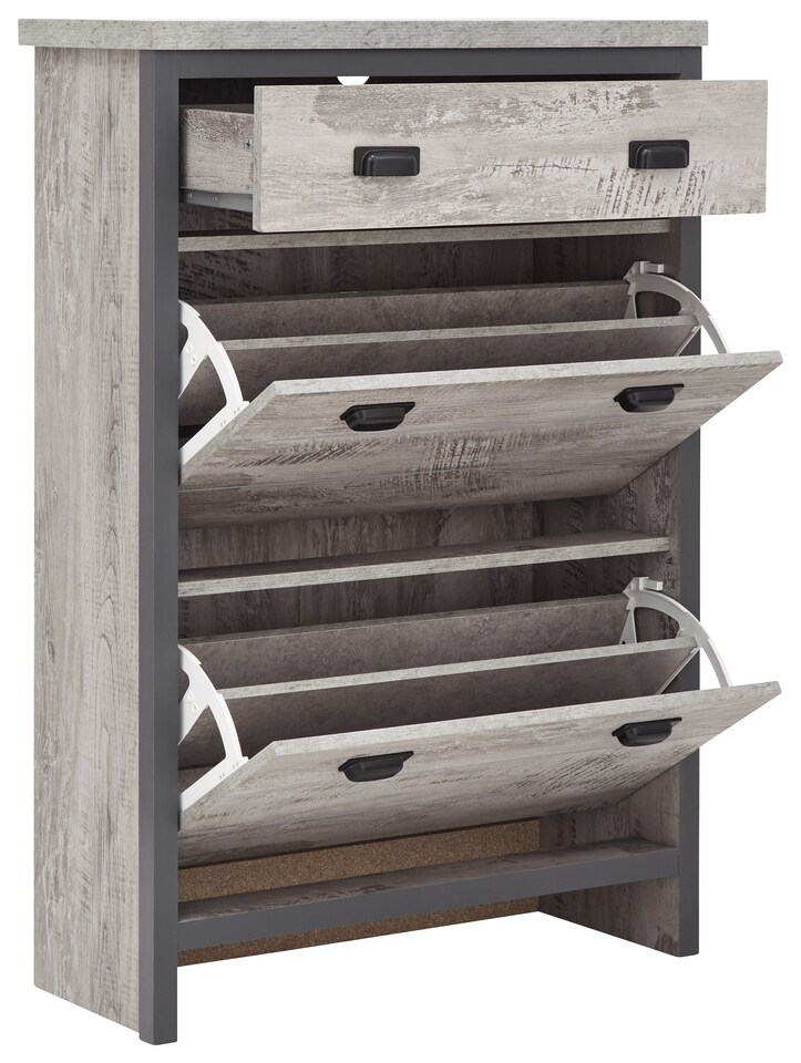image 1 of Boston 2 Tier 1 Drawer Shoe Cabinet | Grey | Grey
