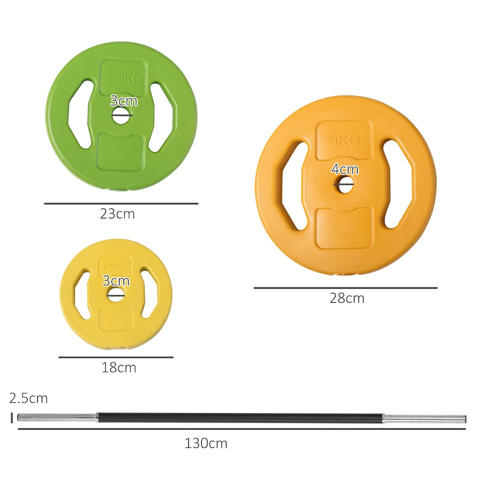 image 1 of HOMCOM 20kg Weights Barbell Set with Non-slip Handle for Strength Training Multi