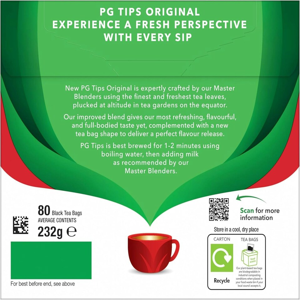 image 1 of PG Tips Original | Black Tea Bags Bulk | Refreshing, Flavourful & Full-bodied | 4 x 210 Tea Bags | 840 Plant Based Biodegradable Teabags 4