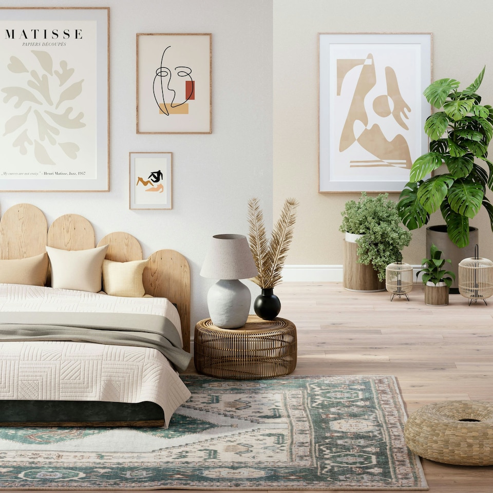 image 1 of KUKOON Deep Green Cream Medallion Non Slip Washable Low Pile Rug 120cm x 170cm | Green